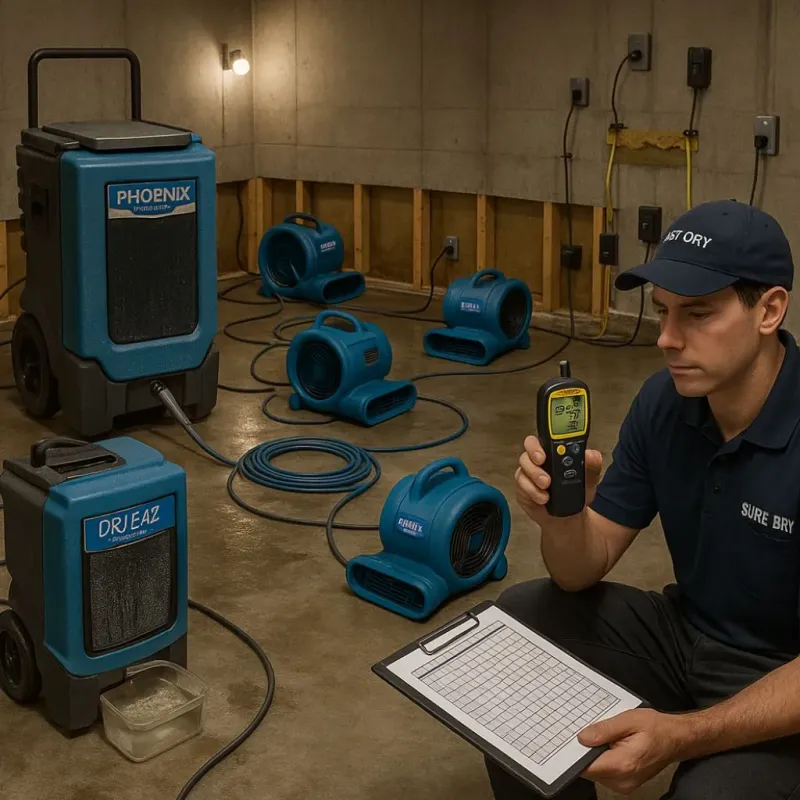 Structural Drying and Dehumidification process in Swanton, OH